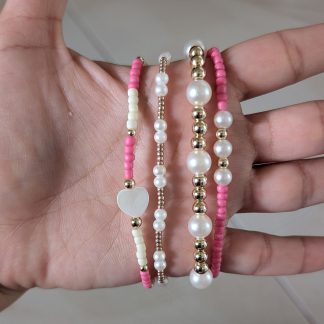 Pearl kiss bracelet set