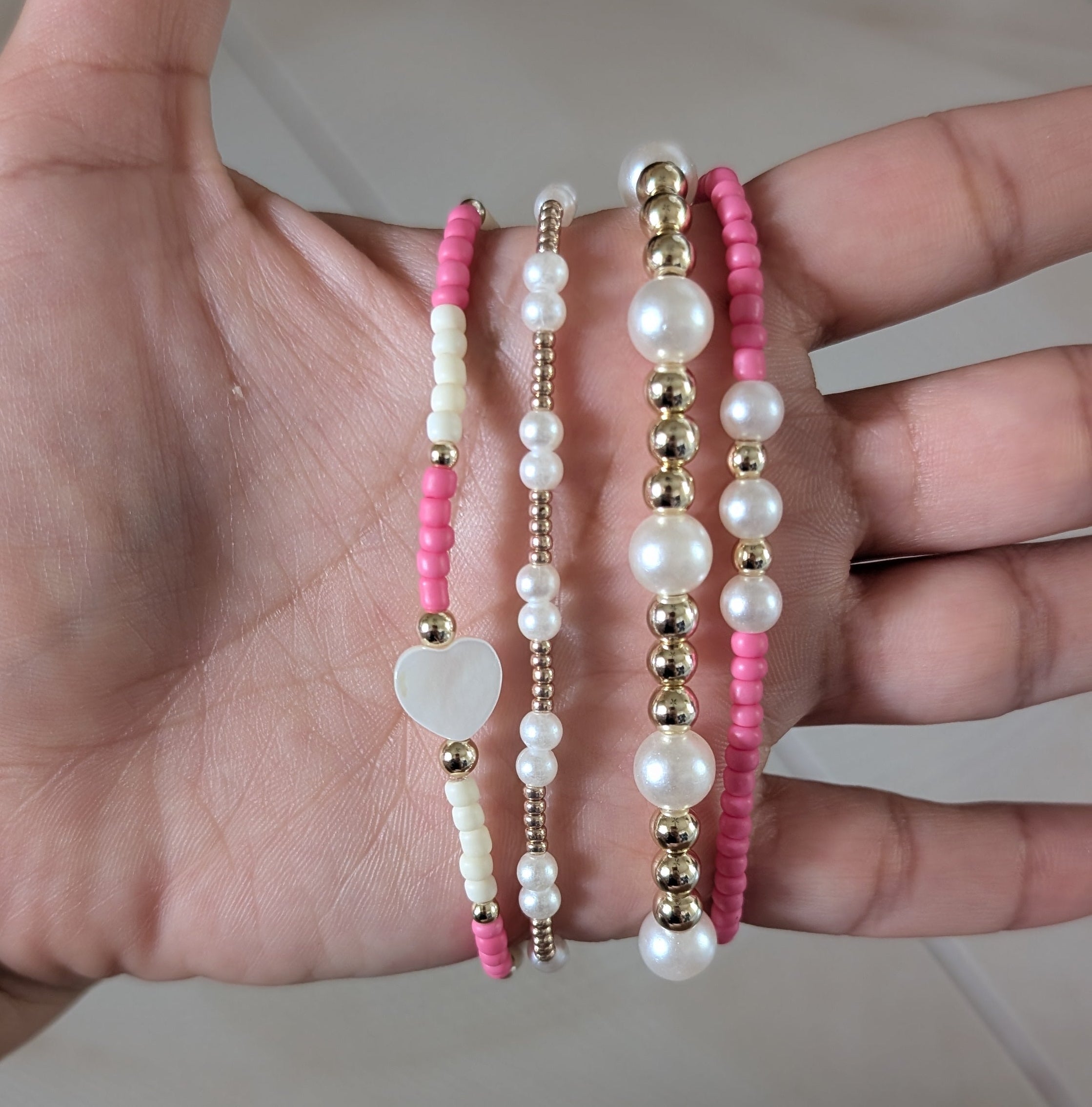Pearl kiss bracelet set